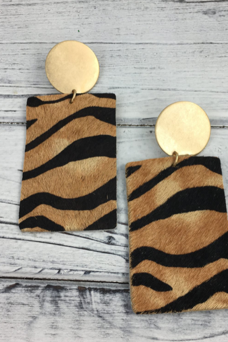 Rectangle Tiger Striped Earrings