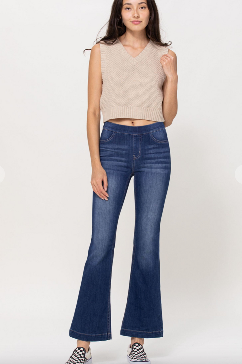 Mid-rise flare jegging - Petite length