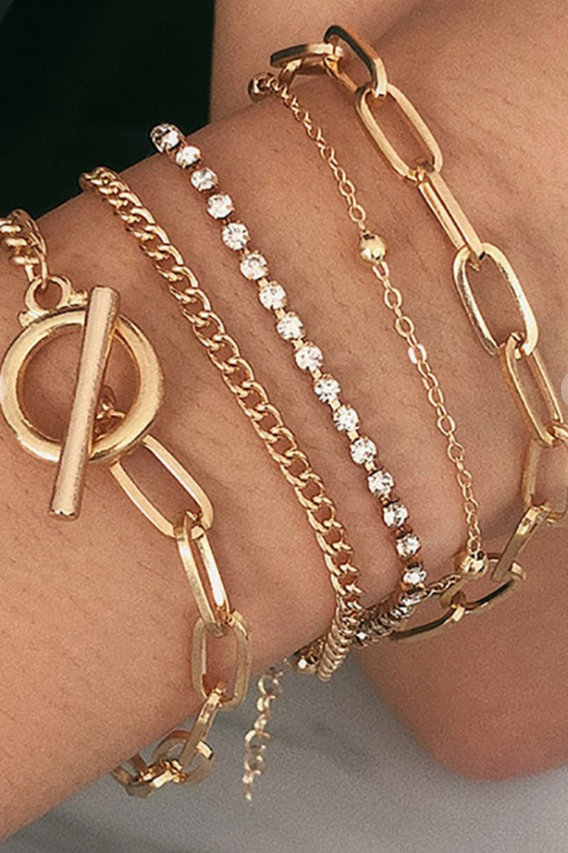 Metal Paperclip Chain Bracelet Set