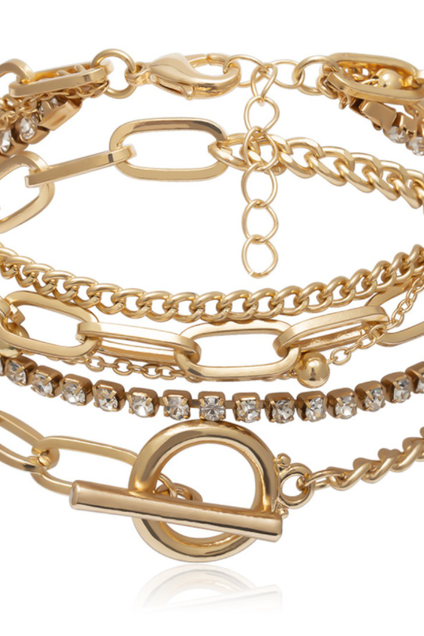 Metal Paperclip Chain Bracelet Set