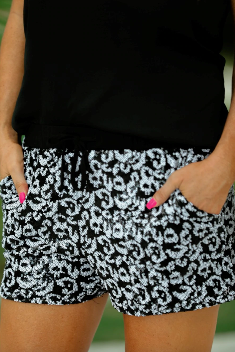 Sassy Sequin drawstring shorts