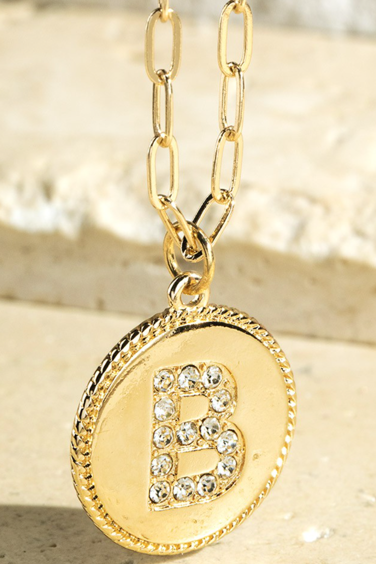 Initial bling pendant necklace