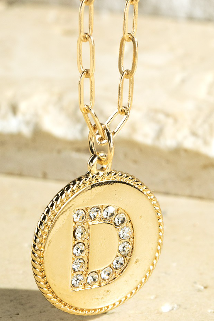 Initial bling pendant necklace