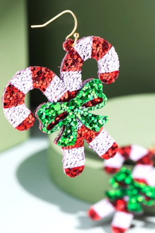 Glitter Candy Cane earrings