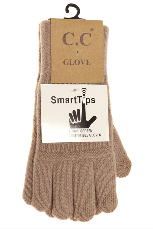 Solid Cable Knit CC Brand Smart Tip Gloves