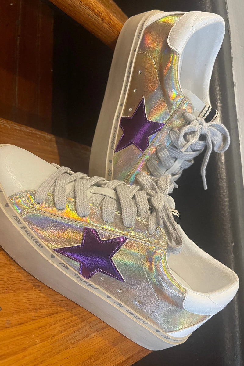 Purple and Gold Iridescent Star Sneaker