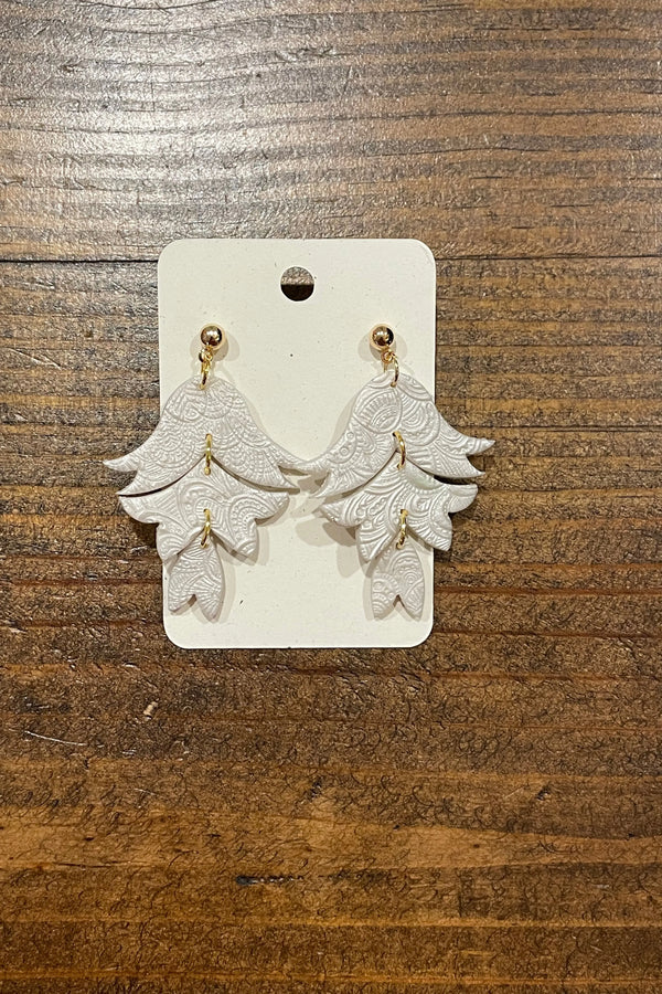 White Tulip Dangle Earrings