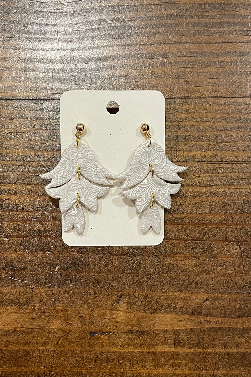White Tulip Dangle Earrings