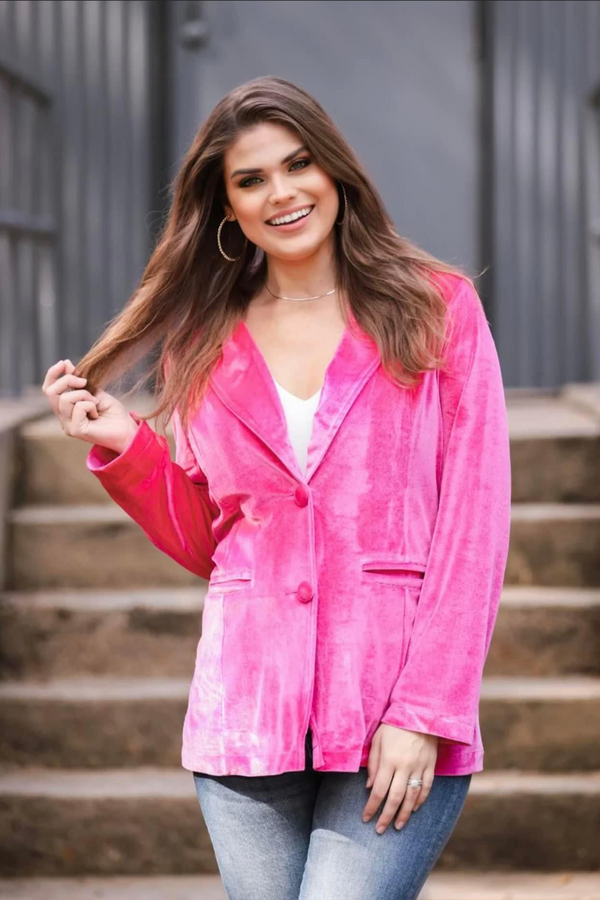 Sweet Kisses Pink Velvet Blazer