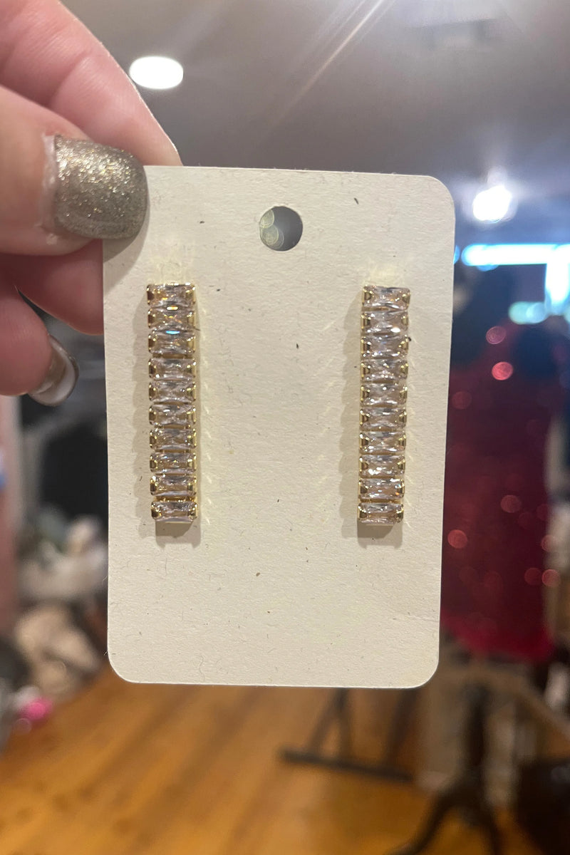 Long Crystal baguette earring