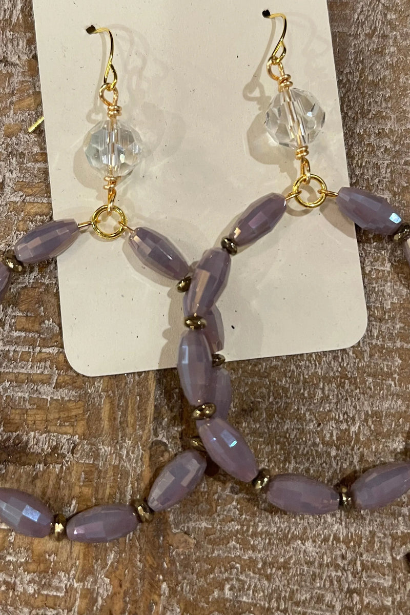 Handmade lavender dangle earrings