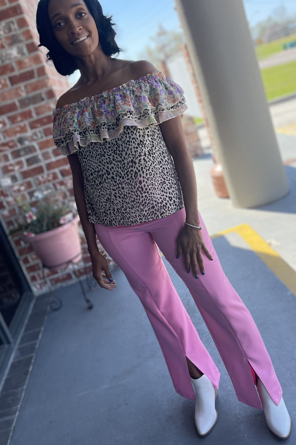 Pretty in Pink slit front pant