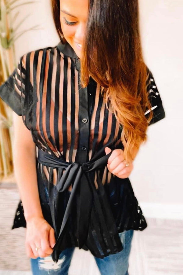 Paris Pinstriped Blouse