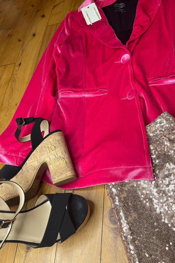 Sweet Kisses Pink Velvet Blazer