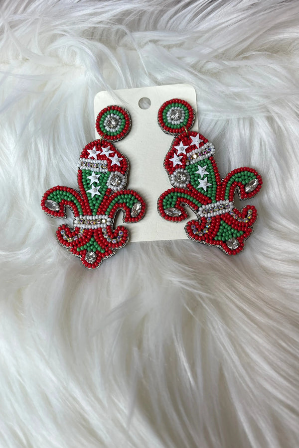 Beaded Fleur de Lis earrings