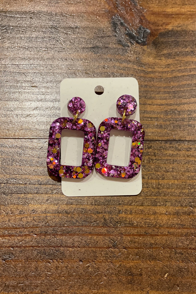 Purple & Gold Square Earrings