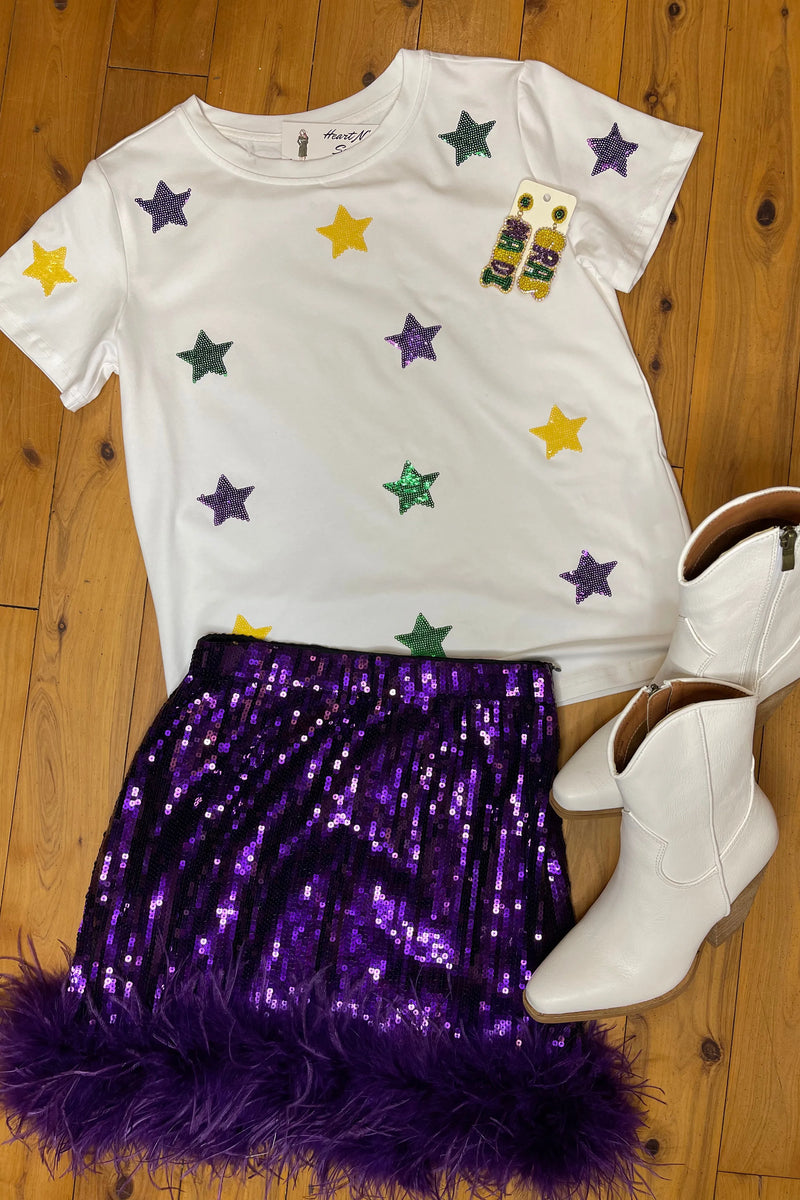Mardi Gras Sequin Star Struck Tee