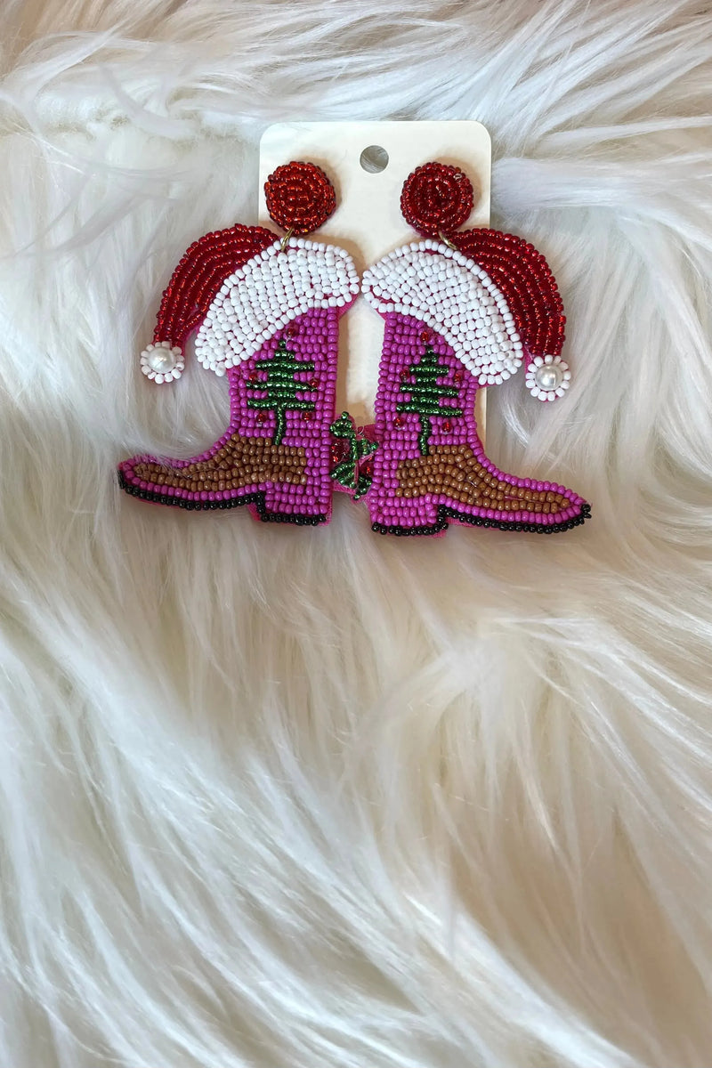 Beaded Christmas Boot earrings