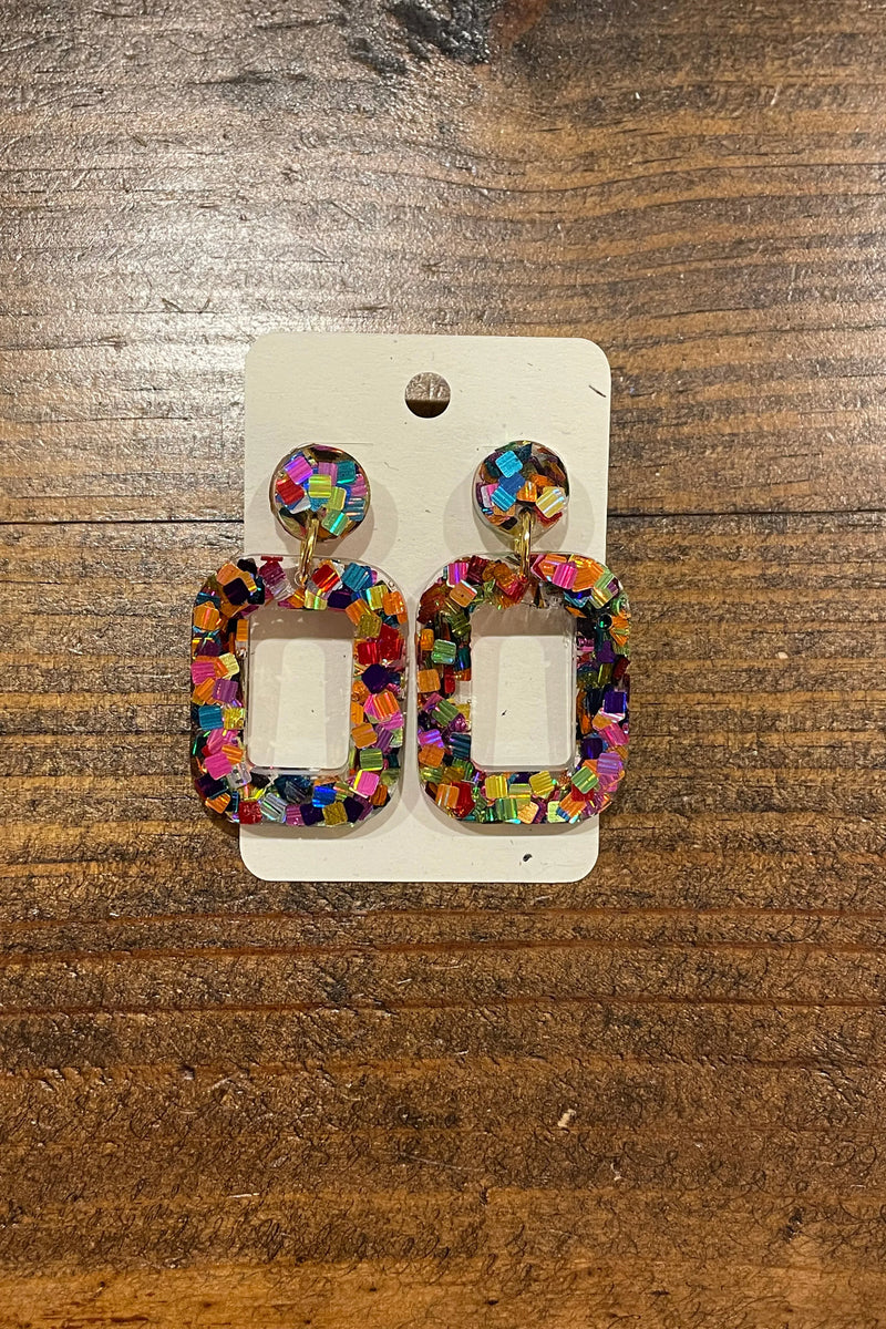 Multi-Color Square Earrings
