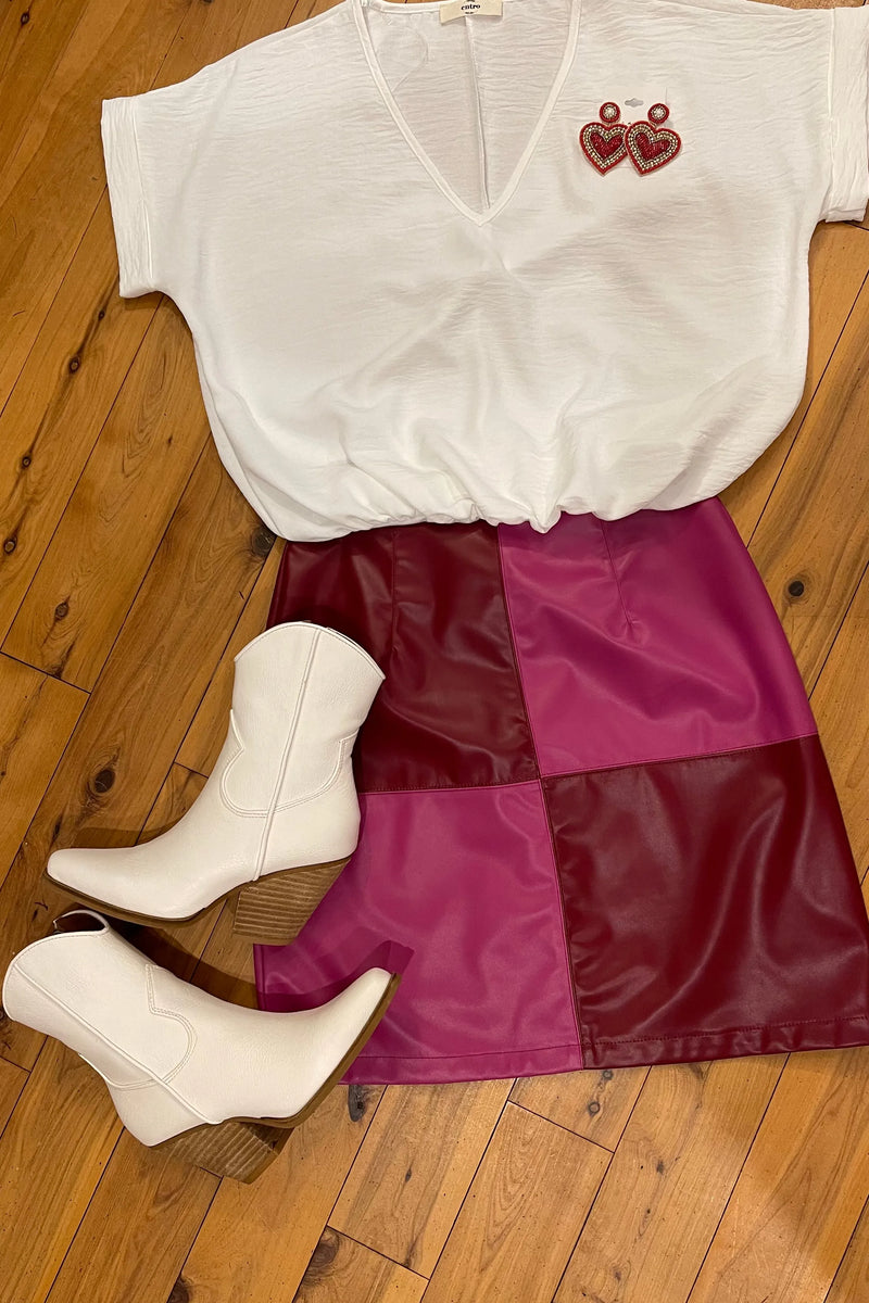 Wine Time Color Block skirt