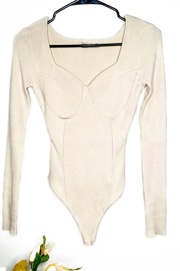 Ribbed sweater bodysuit