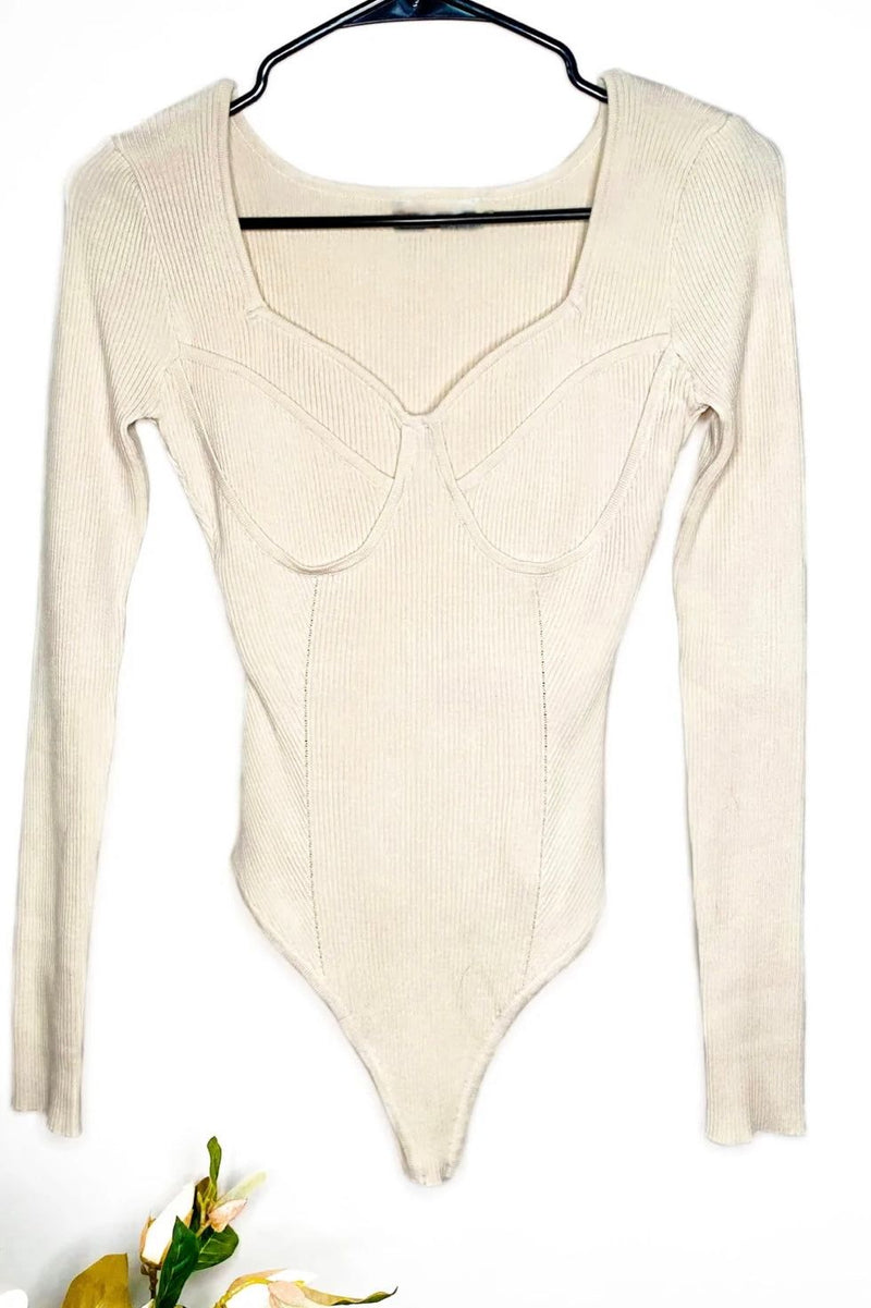 Ribbed sweater bodysuit