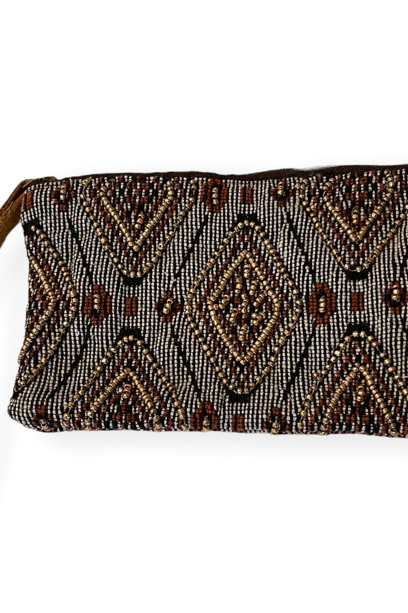 Wristlet Clutch with Diamond Shaped Beaded Pattern