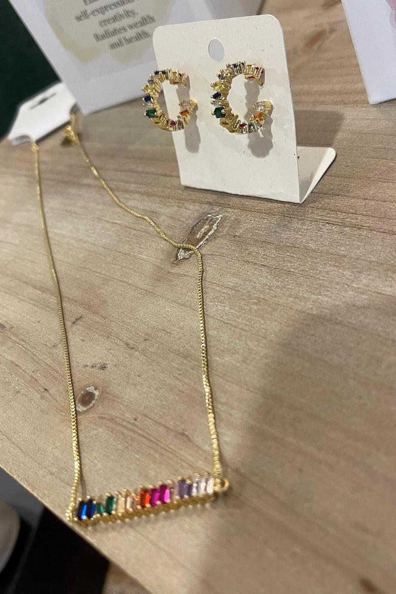 Multi color crystal necklace