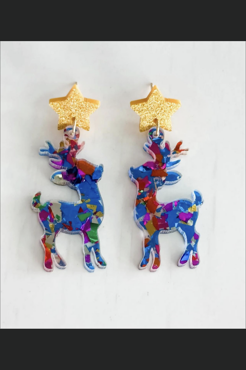Glitter Reindeer Earrings