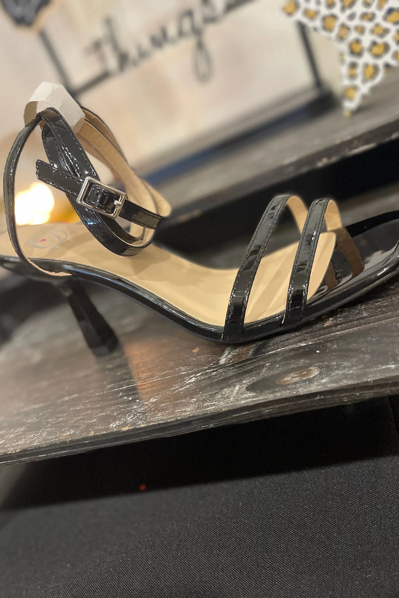 Ebony ankle strap heel