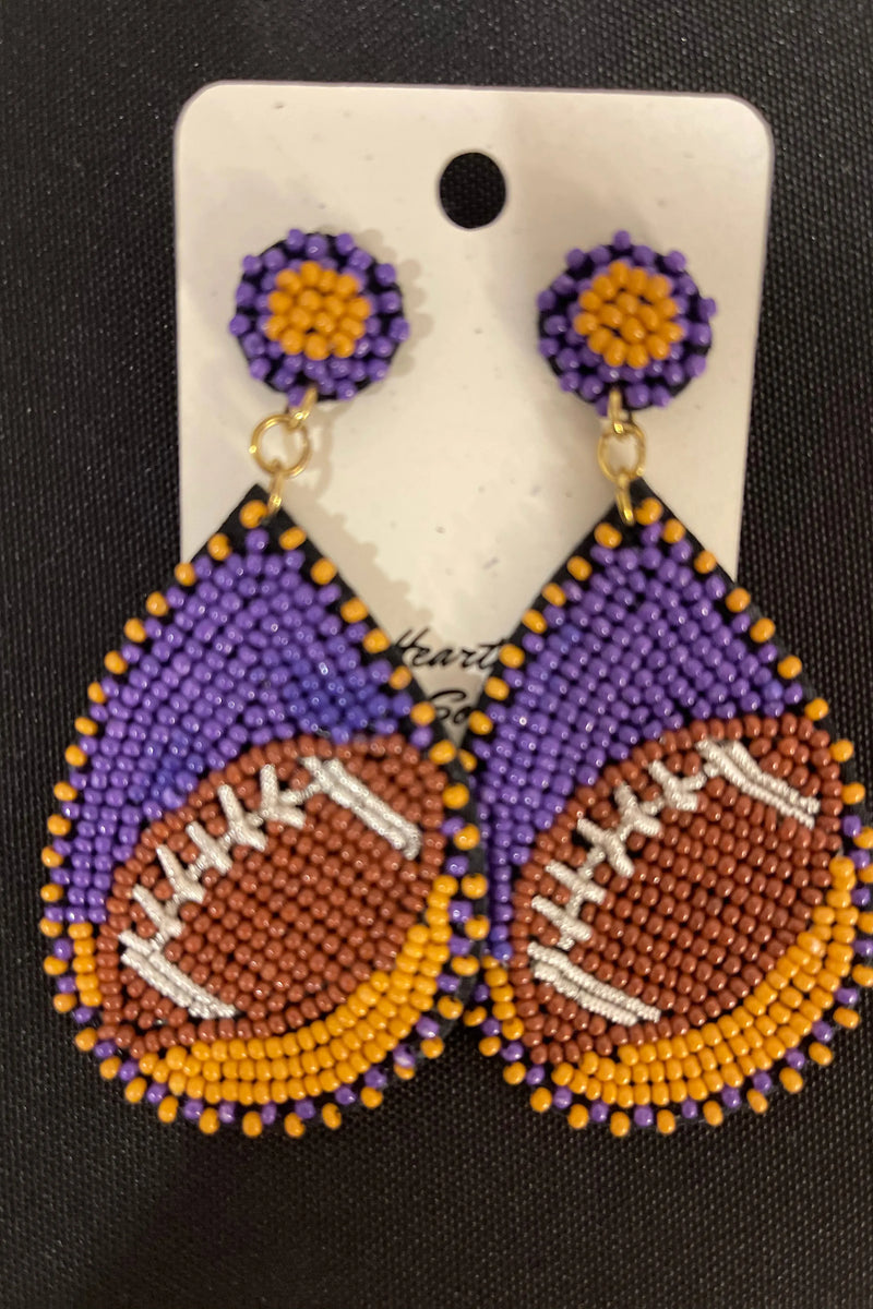 Football shaped beaded earrings