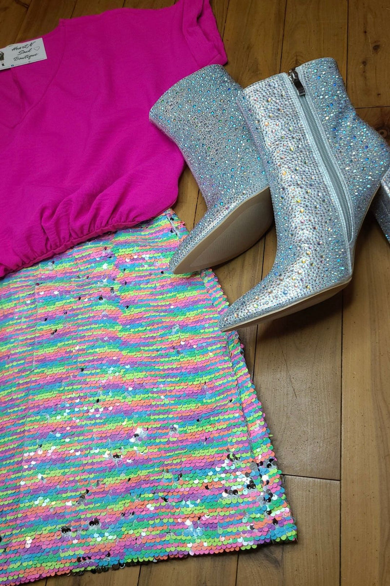 Colors of Spring Sequin Skirt