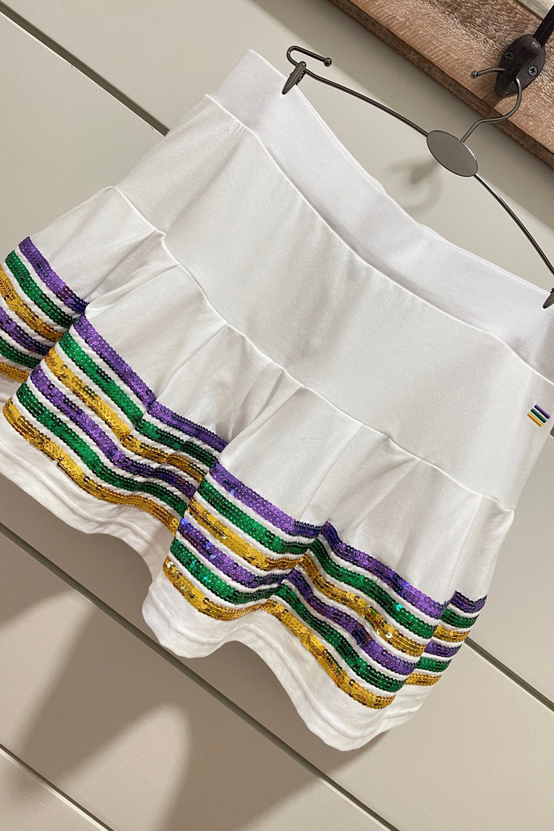 Mardi Gras sequins tennis skirt