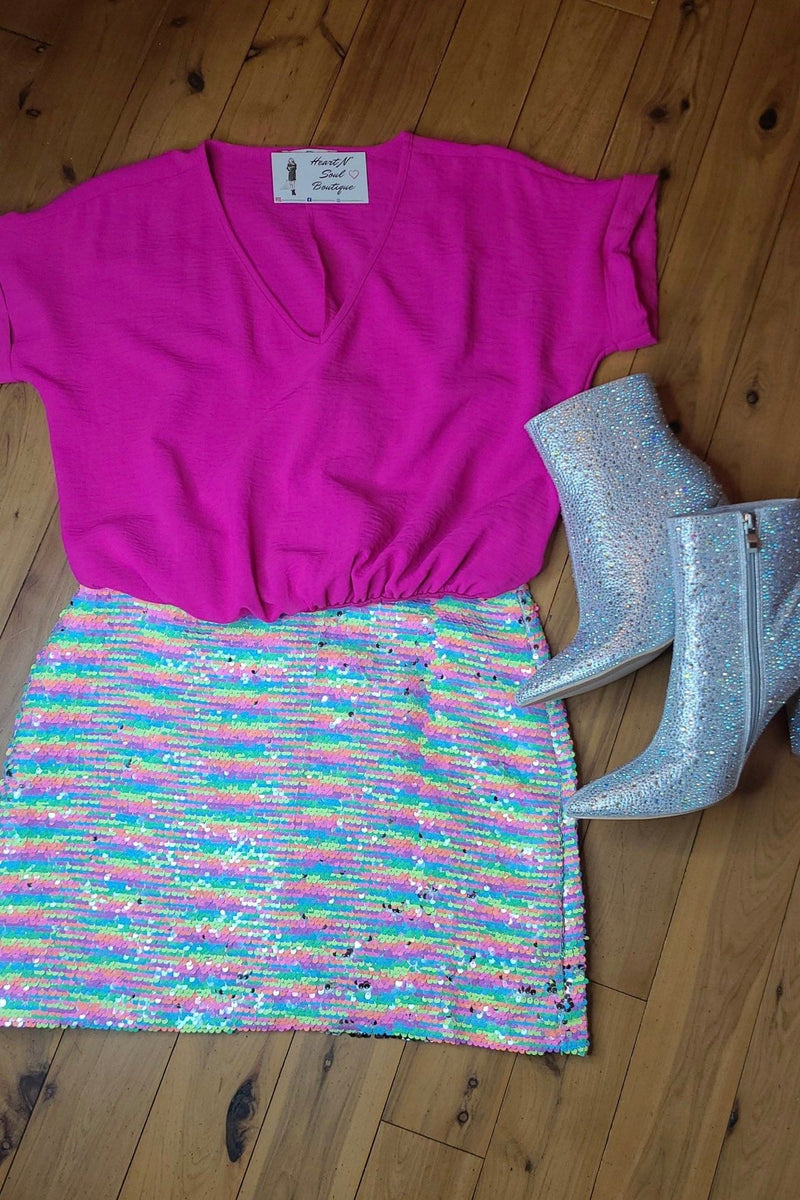 Colors of Spring Sequin Skirt