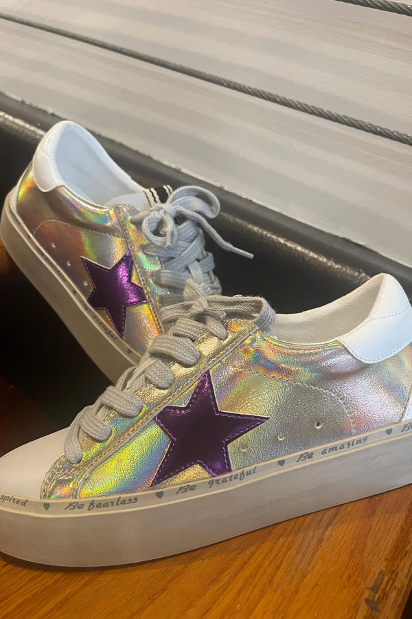 Purple and Gold Iridescent Star Sneaker