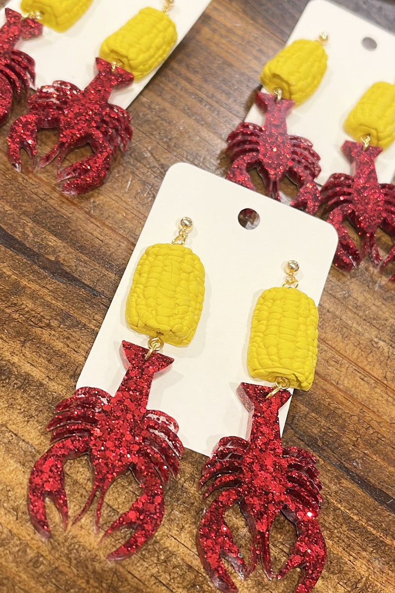 Corncob top Crawfish earrings