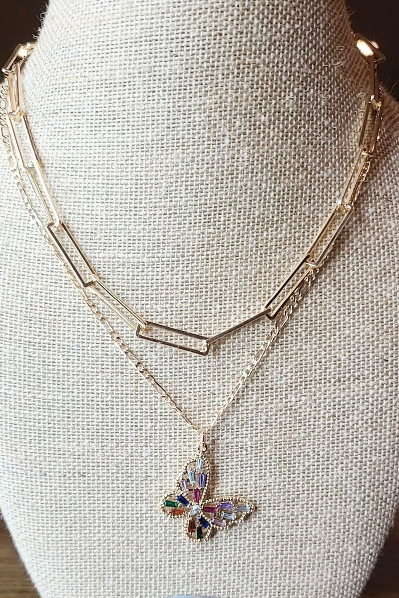Multicolor Butterfly Layered Chain